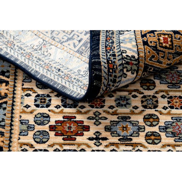 Matta Ull KESHAN fringe, Ram oriental 6428/53551 beige / marin, 120x145 cm