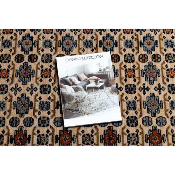 Matta Ull KESHAN fringe, Ram oriental 6428/53551 beige / marin, 120x145 cm