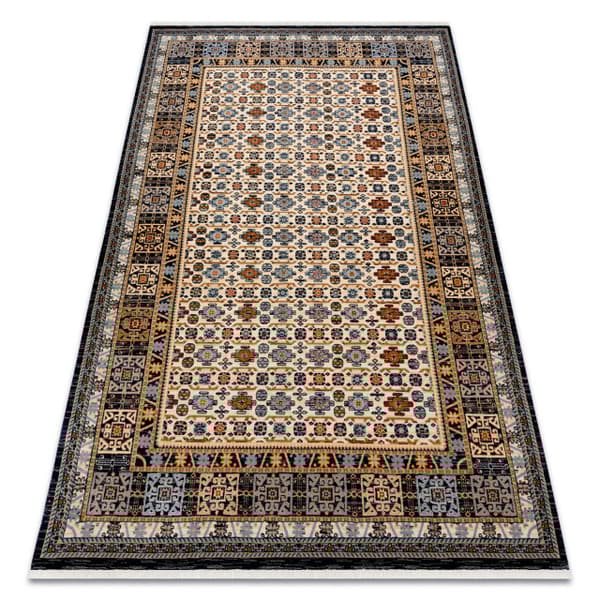 Matta Ull KESHAN fringe, Ram oriental 6428/53551 beige / marin, 120x145 cm