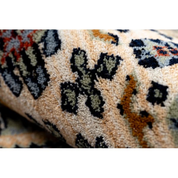 Matta Ull KESHAN fringe, Ram oriental 6428/53551 beige / marin, 200x290 cm