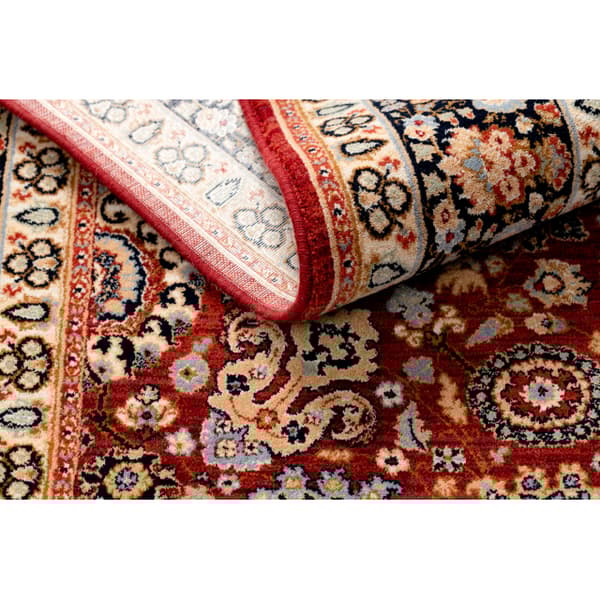 Matta Ull KESHAN fringe, Ornament, ram oriental 7573/53577 rödvin / marin, 160x230 cm