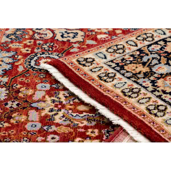 Matta Ull KESHAN fringe, Ornament, ram oriental 7573/53577 rödvin / marin, 250x340