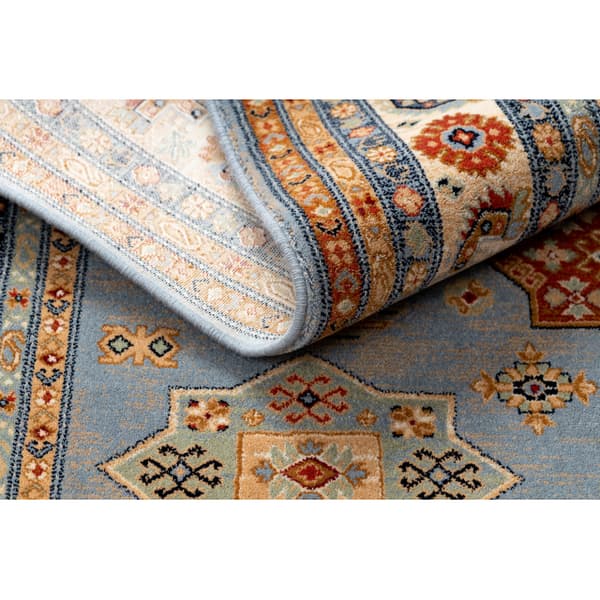 Matta Ull KESHAN fringe, Ram oriental 7683/53544 beige / blå, 250x340