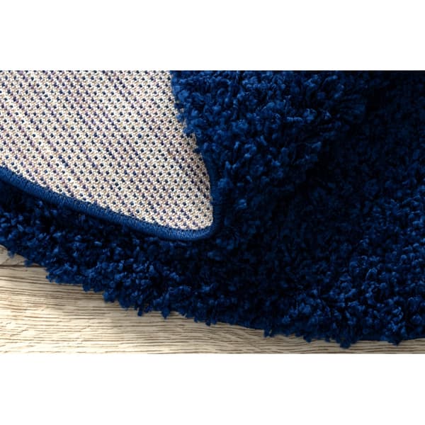 Tæppe SOFFI hjul shaggy 5cm marineblå blå, cirkel 120 cm