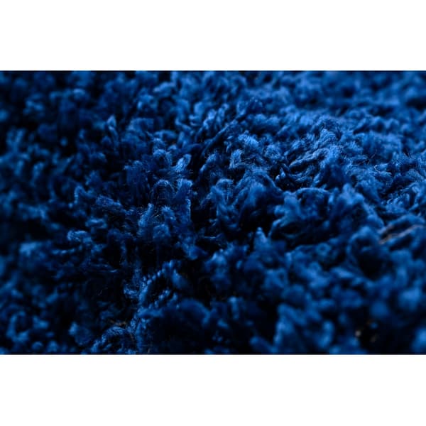 Tæppe SOFFI hjul shaggy 5cm marineblå blå, cirkel 120 cm