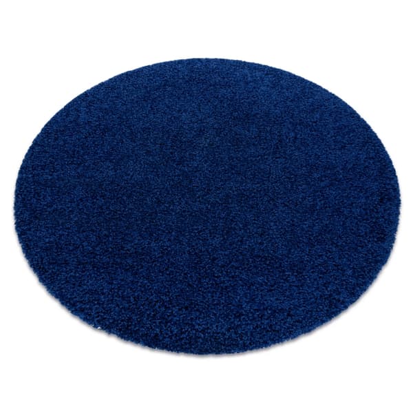 Tæppe SOFFI hjul shaggy 5cm marineblå blå, cirkel 120 cm