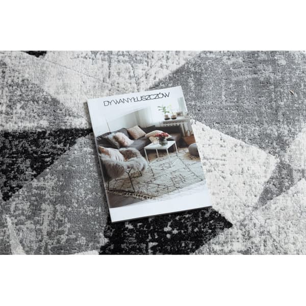 Modern Matta TULS strukturell, fringe 51211 geometrisk antracit, 80x150 cm