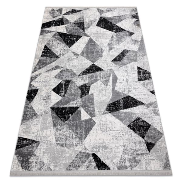 Modern Matta TULS strukturell, fringe 51211 geometrisk antracit, 80x150 cm