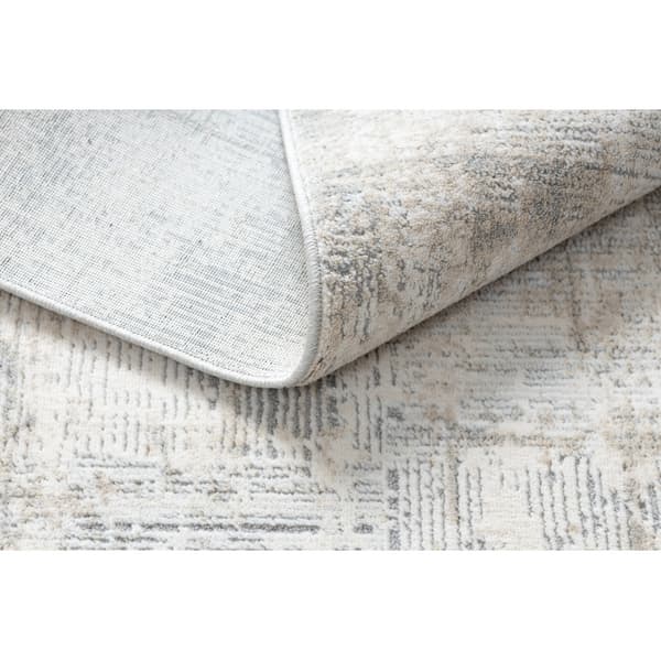Modern Matta TULS strukturell, fringe 51231 vintage elfenben / grå, 180x270 cm