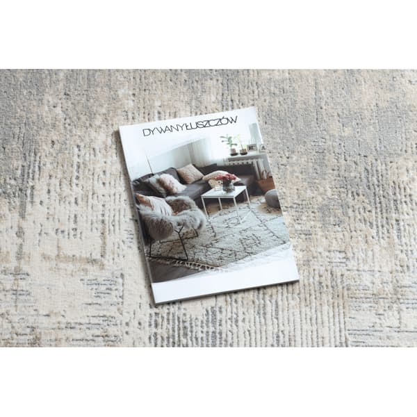 Modern Matta TULS strukturell, fringe 51231 vintage elfenben / grå, 180x270 cm