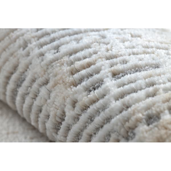 Modern Matta TULS strukturell, fringe 51231 vintage elfenben / grå, 240x330 cm