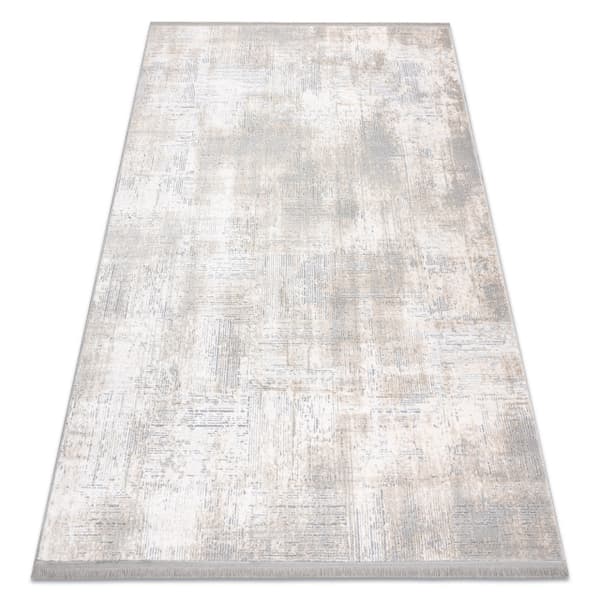Modern Matta TULS strukturell, fringe  51231 vintage elfenben / grå, 240x330 cm