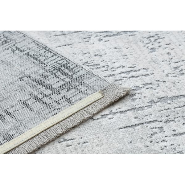 Modern Matta TULS strukturell, fringe 51235 vintage, ram antracit, 200x290 cm