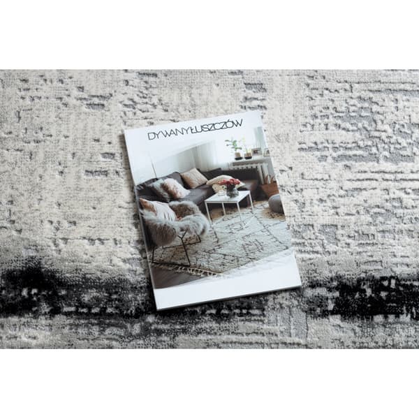 Modern Matta TULS strukturell, fringe 51235 vintage, ram antracit, 200x290 cm
