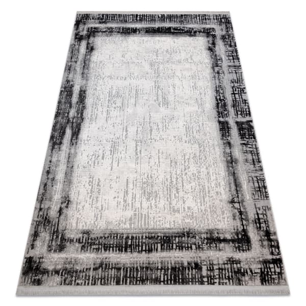Modern Matta TULS strukturell, fringe 51235 vintage, ram antracit, 200x290 cm