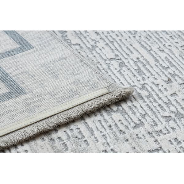 Modern Matta TULS strukturell, fringe 51242 Ram elfenben / blå, 140x190 cm