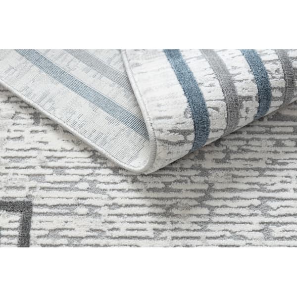 Modern Matta TULS strukturell, fringe 51242 Ram elfenben / blå, 140x190 cm