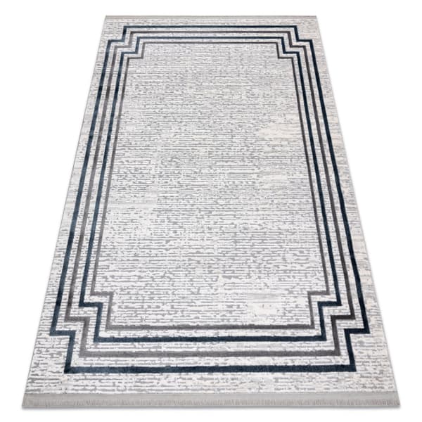 Modern Matta TULS strukturell, fringe 51242 Ram elfenben / blå, 140x190 cm