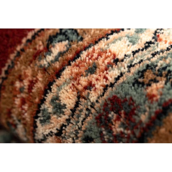 Tæppe villaa KASHQAI 4357 300 ramme, itämainen grøn / rødbrun, 67x130 cm