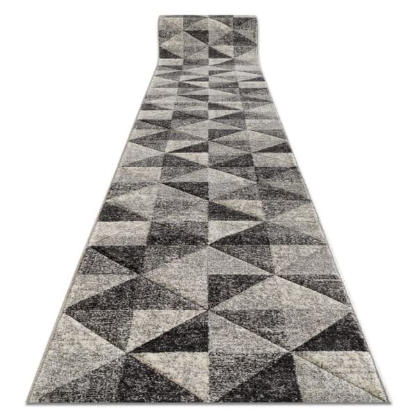 Fortovet FEEL 5672/16811 TRIANGLER grå / antracit / fløde, 80x350 cm
