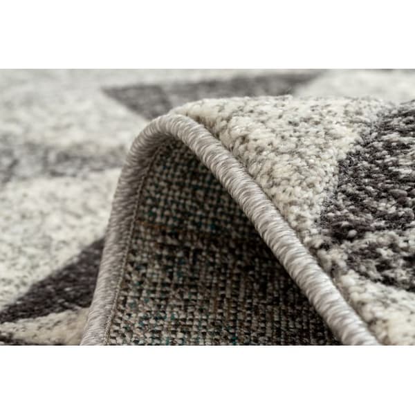 Fortovet FEEL 5672/16811 TRIANGLER grå / antracit / fløde, 120x470 cm