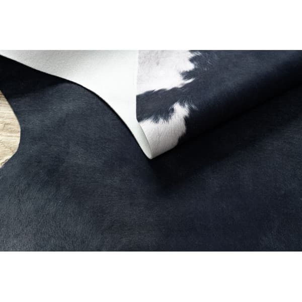 Matta Artificial Cowhide, Cow G5070-3 svart vit Leather, 155x195 cm