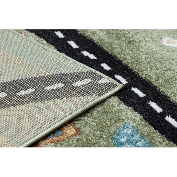Matto FUN Route lapsille, ulica, eläimet vihreä, 80x150 cm