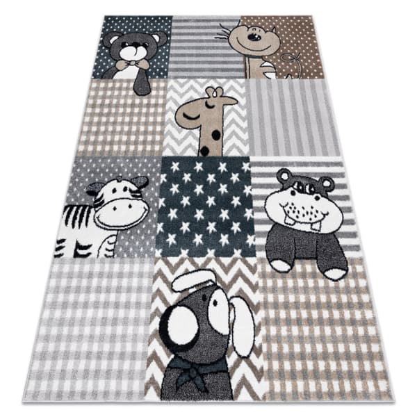 Matto FUN Pets lapsille, eläimet harmaa, 80x150 cm
