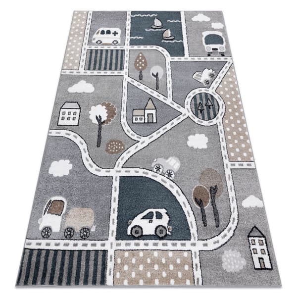 Matto FUN Strade lapsille, ulica, miasto harmaa, 280x370 cm