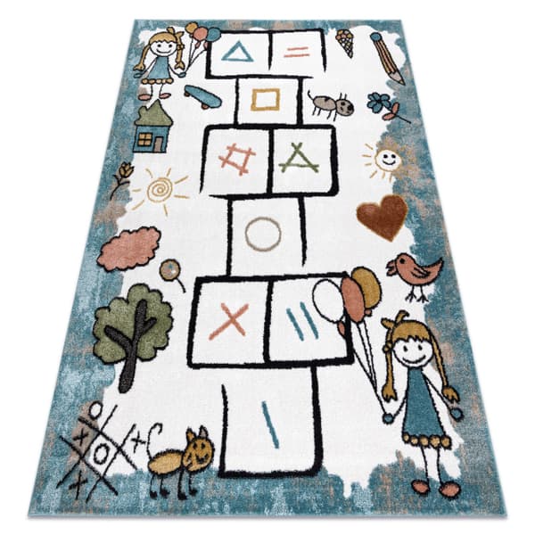 Tæppe FUN Hop til børn, klasse, zwierzęta blå, 140x190 cm