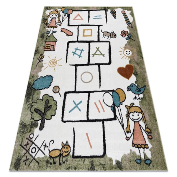 Matta FUN Hop för barn, hoppa hage, djur grön, 140x190 cm