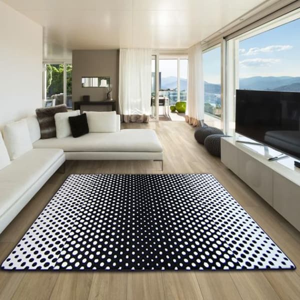Matta SKETCH - F762 kräm/svart - dots, 140x190 cm