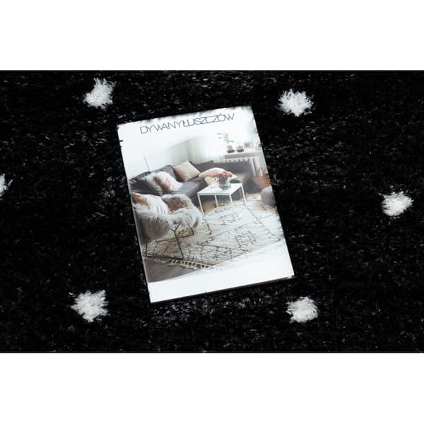 Matta FLUFFY 2370 shaggy prickar - antracit / vit, 200x290 cm