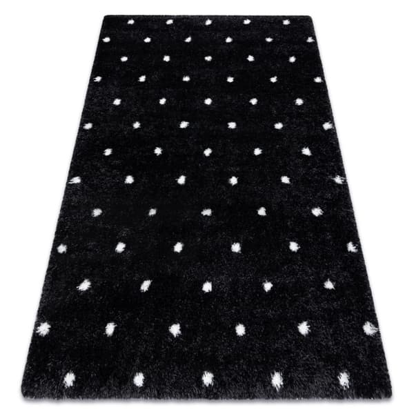 Matta FLUFFY 2370 shaggy prickar - antracit / vit, 200x290 cm