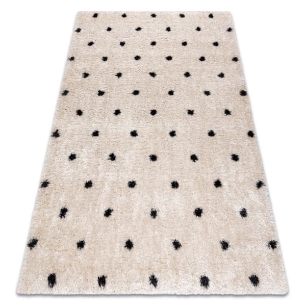 Matto FLUFFY 2370 shaggy pisteet kerma / antrasiitti, 120x170 cm