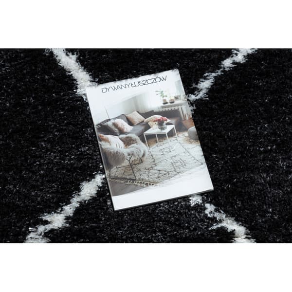 Tæppe FLUFFY 2373 shaggy trellis antracit / hvid, 140x190 cm