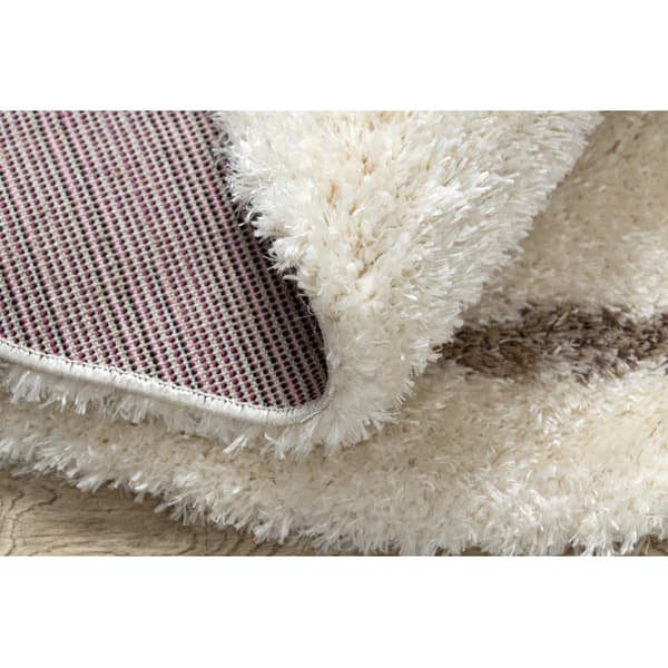 Matto FLUFFY 2373 pyörä shaggy säleikkö kerma / beige, cirkel 160 cm