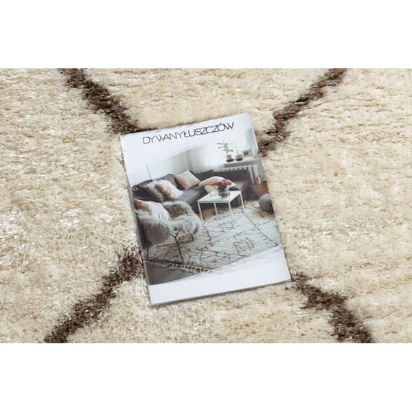 Matto FLUFFY 2373 pyörä shaggy säleikkö kerma / beige, cirkel 160 cm
