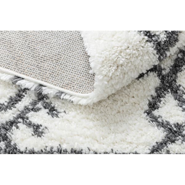 Tæppe UNION 3481 zigzag fløde / grå kvaster berberi Marokkansk shaggy, 140x190 cm