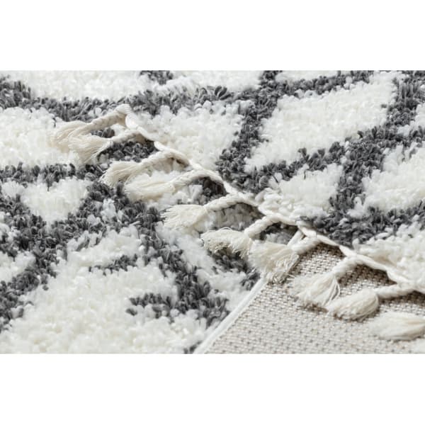 Matta UNION 3481 sicksack grädde / grå Fringe Berber marockansk shaggy, 180x270 cm