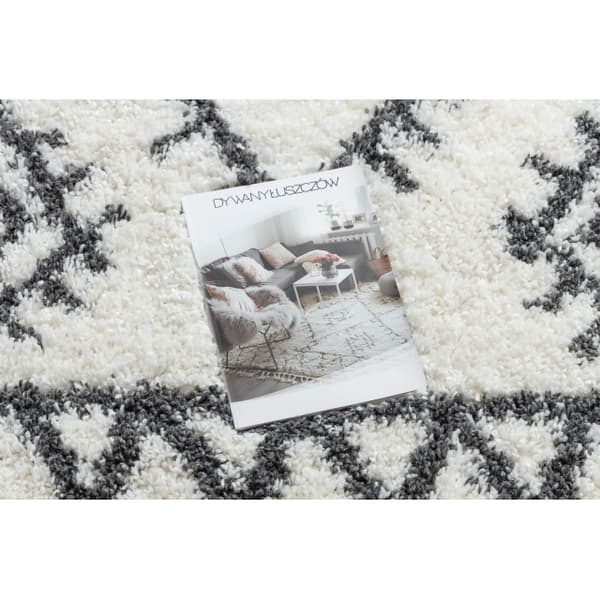 Matta UNION 3481 sicksack grädde / grå Fringe Berber marockansk shaggy, 180x270 cm