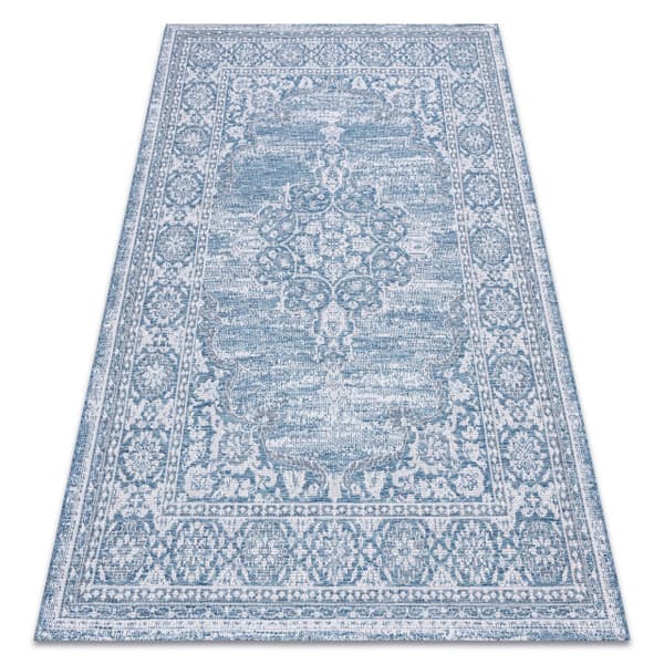 Matto STRING SIZAL LOFT 21213 Ornamenttiti sininen /hopea / väri norsunluu, 120x170 cm
