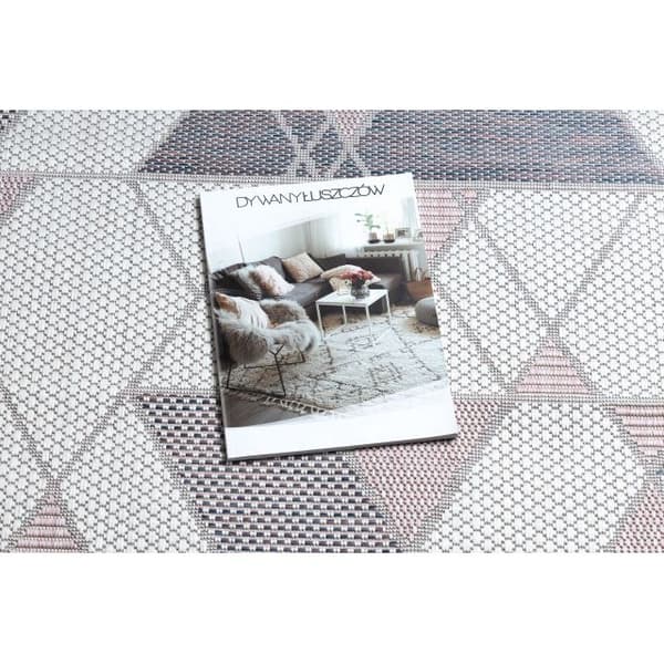 Matta SISAL SION Geometric, Triangles 3006 Flat vävd ecru / rosa, 120x170 cm