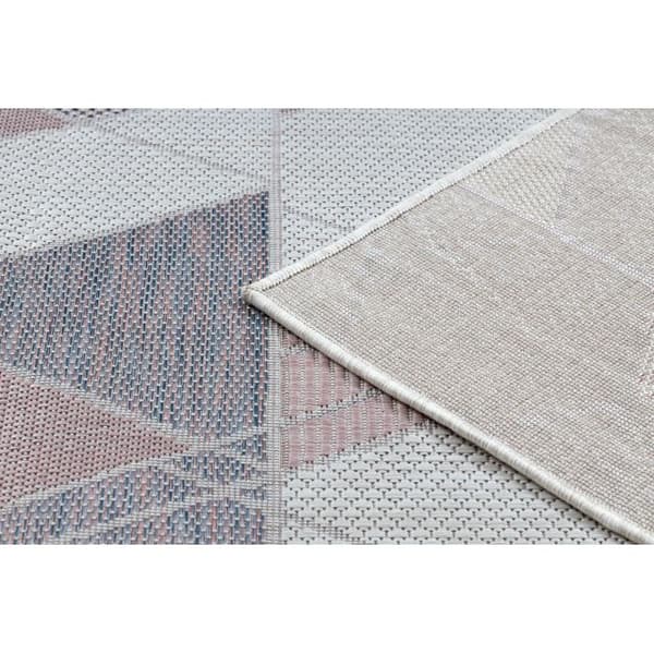 Sisaltæppe SISAL SION Geometrisk, Trekanter 3006 płaskie tkanie ecru / lyserød, 140x190 cm