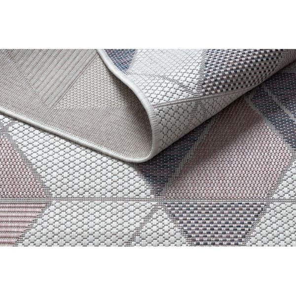 Sisaltæppe SISAL SION Geometrisk, Trekanter 3006 płaskie tkanie ecru / lyserød, 140x190 cm