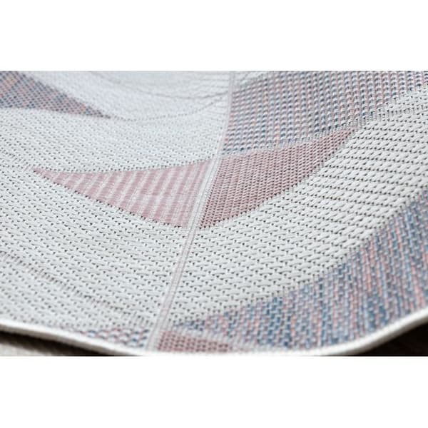 Sisaltæppe SISAL SION Geometrisk, Trekanter 3006 płaskie tkanie ecru / lyserød, 140x190 cm