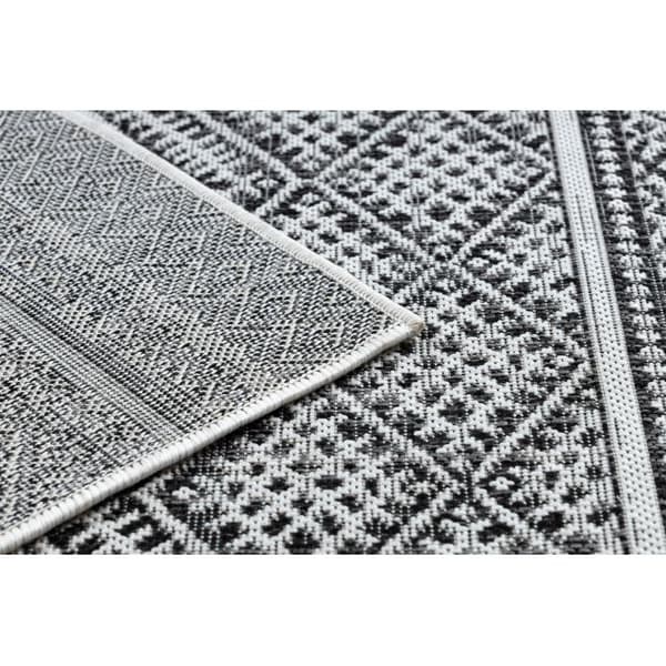Matta SISAL SION Zigzag, Ruter Boho 22168 Platt vävd svart / ecru , 120x170 cm