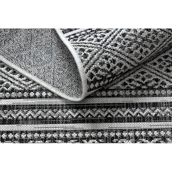 Matta SISAL SION Zigzag, Ruter Boho 22168 Platt vävd svart / ecru , 120x170 cm