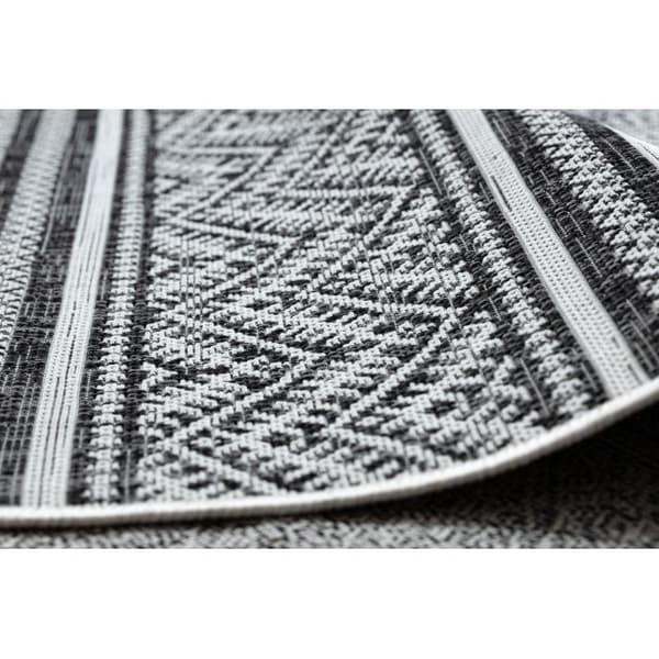 Matta SISAL SION Zigzag, Ruter Boho 22168 Platt vävd svart / ecru , 120x170 cm