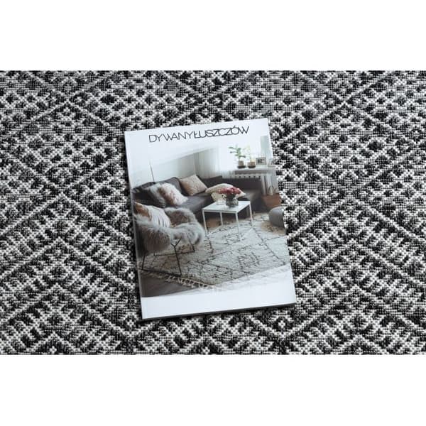 Matta SISAL SION Zigzag, Ruter Boho 22168 Platt vävd svart / ecru , 120x170 cm